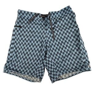 Patagonia Board Shorts Men's Sz 34 Blue Black Geometric Drawstring